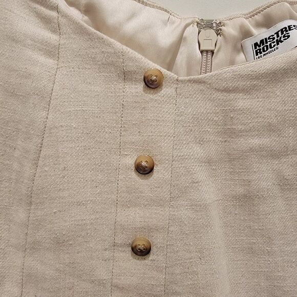 Mistress Rocks Beige Linen Asymmetric Mini Skirt Minimalist Coastal Boho Western - Picture 5 of 8